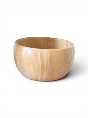 Pomerantz natural wood  Serving Bowl  with wooden salad utensil
